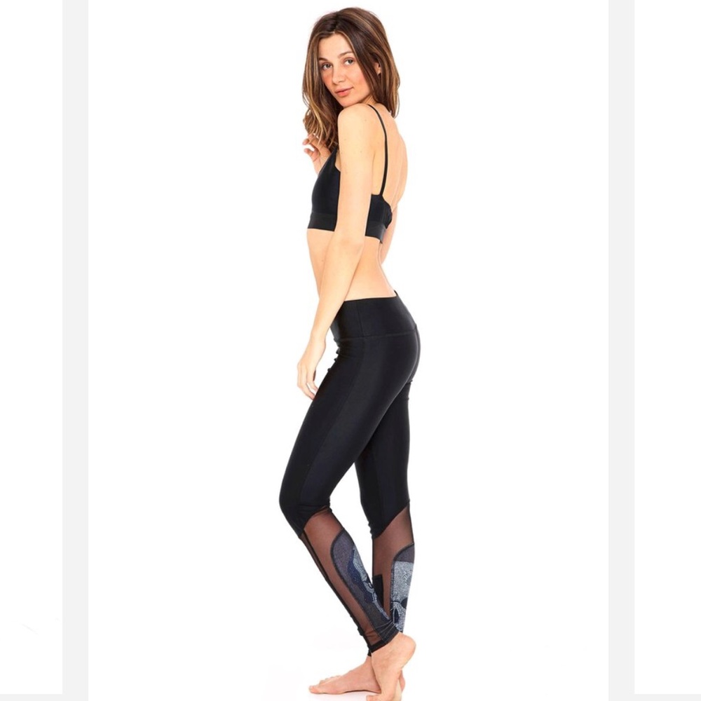 Terez Crystal Skull Mesh Insert Leggings